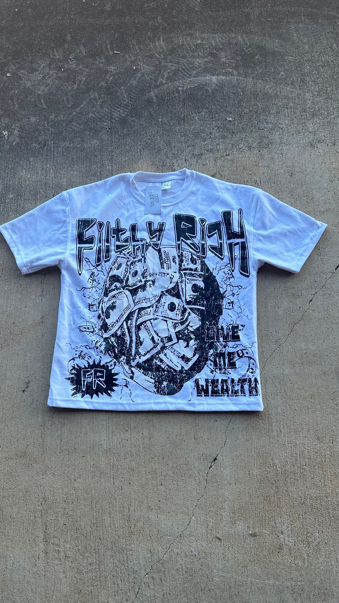 “FILTHY RICH” White Tee